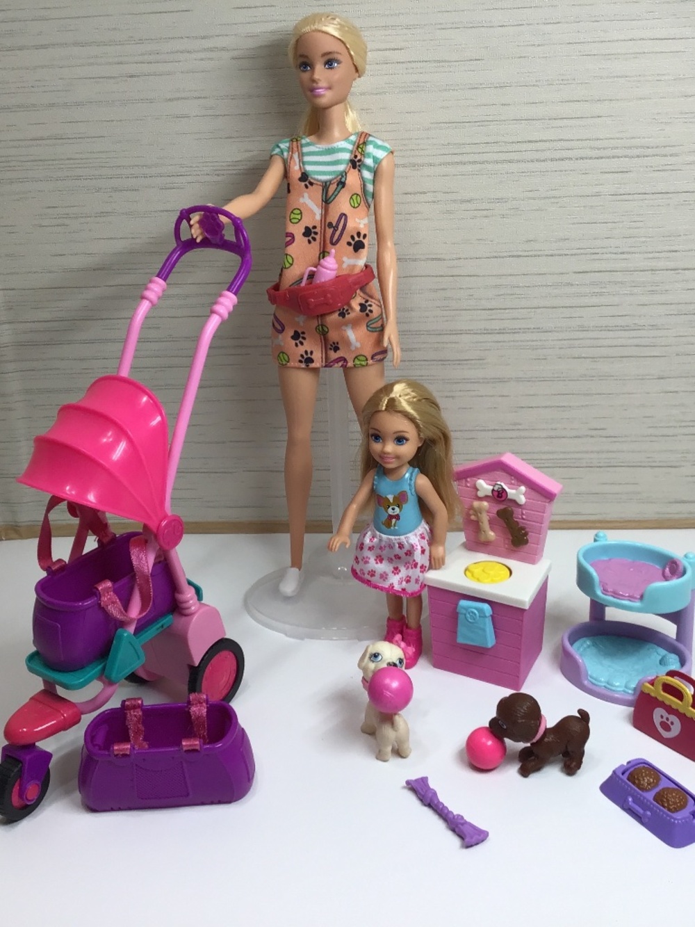 Barbie Doll and Chelsea Doll with Puppies